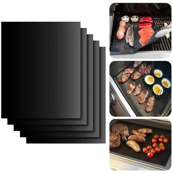 

5PCS/lot BBQ Black Barbecue Pad with High Temperature Resistance Non-stick Outdoor Barbecue Pad Teflon Barbecue Pad BBQ Tools