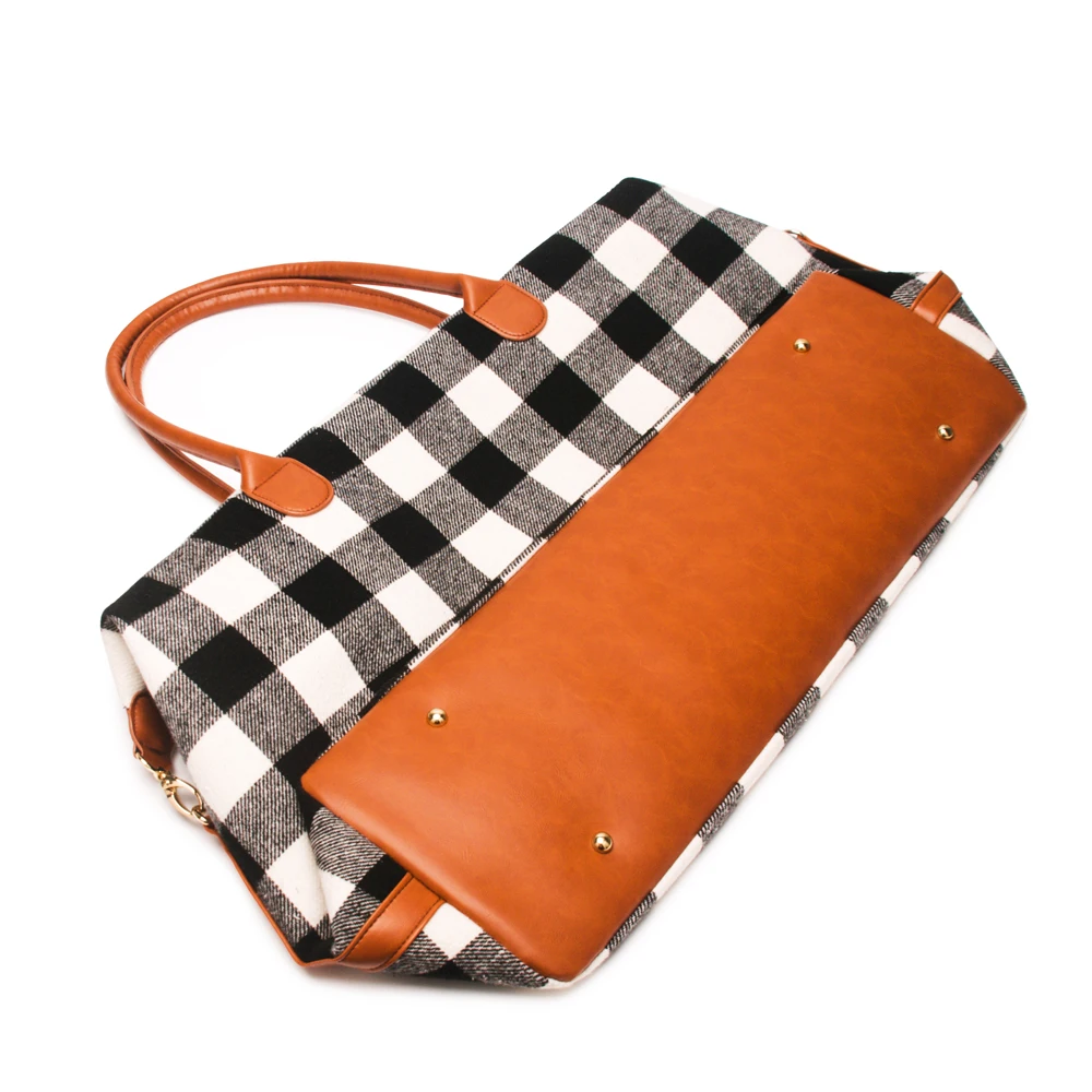 buffalo plaid duffle bag