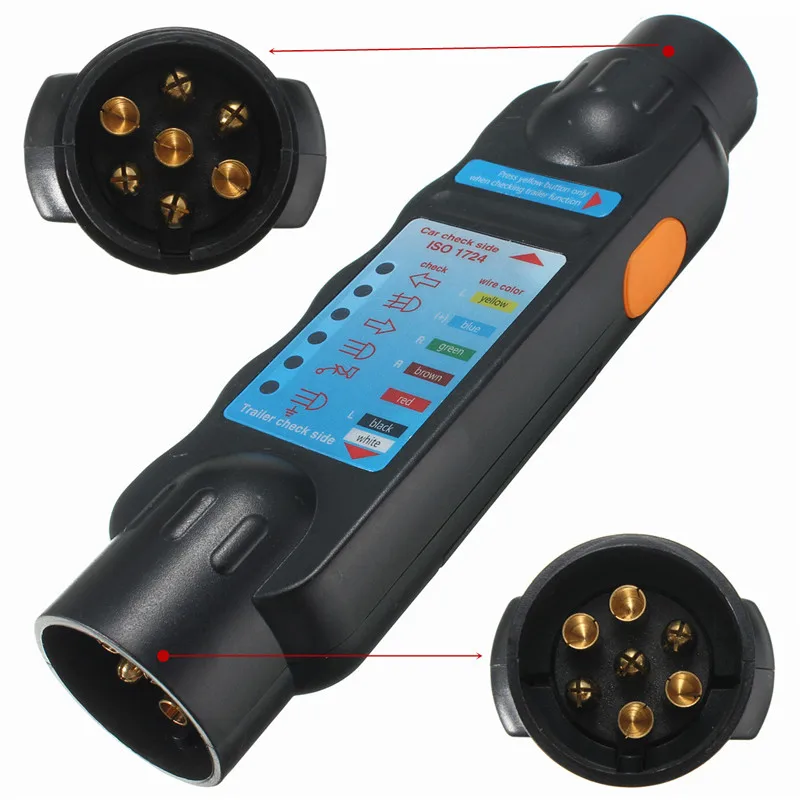 

Professional 7 Pin Vehicle Car Towing Trailer Light Cable Circuit Plug Socket Tester