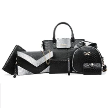6 Unids/set Serpentina Mujeres Compuesto Bolsas de Mensajero de los Totalizadores Del Embrague Billetera de Cuero de Las Mujeres Bolsos de Lujo Bolso de Las Mujeres Bolsos de Diseño