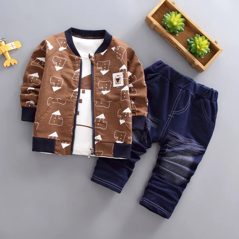 BibiCola/комплект одежды для детей, весенне-осенняя Повседневная куртка+ футболка+ штаны, комплекты из 3 предметов детский хлопковый спортивный костюм для мальчиков - Цвет: picture color
