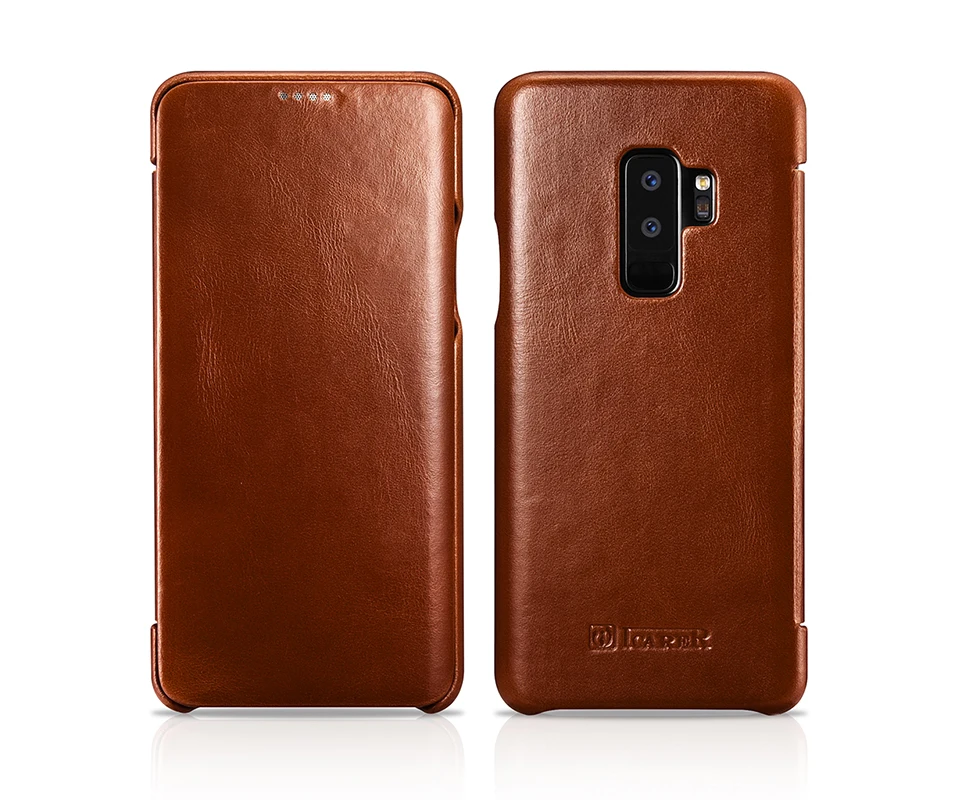 ICARER Чехол-книжка из натуральной кожи для samsung Galaxy S9/S9 Plus, чехол с закрытыми краями, чехол для сотового телефона s Fundas