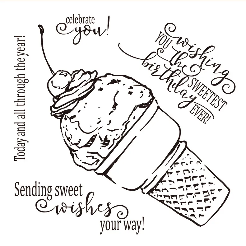 

14x14 Ice cream Transparent Clear Stamps for Scrapbooking for DIY Card Making Cutting Crafts Stencil