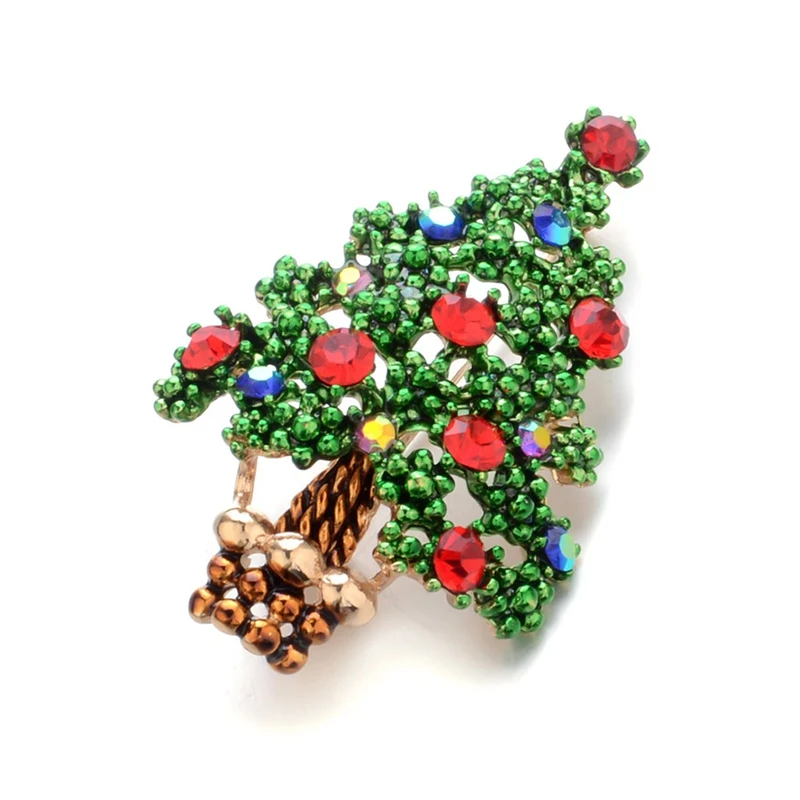 1Pc New Christmas Tree Brooches For Women Rhinestone Inlay Fashion Jewelry Festival Brooch Pins Good Gift Winter Coat Cap Brooch