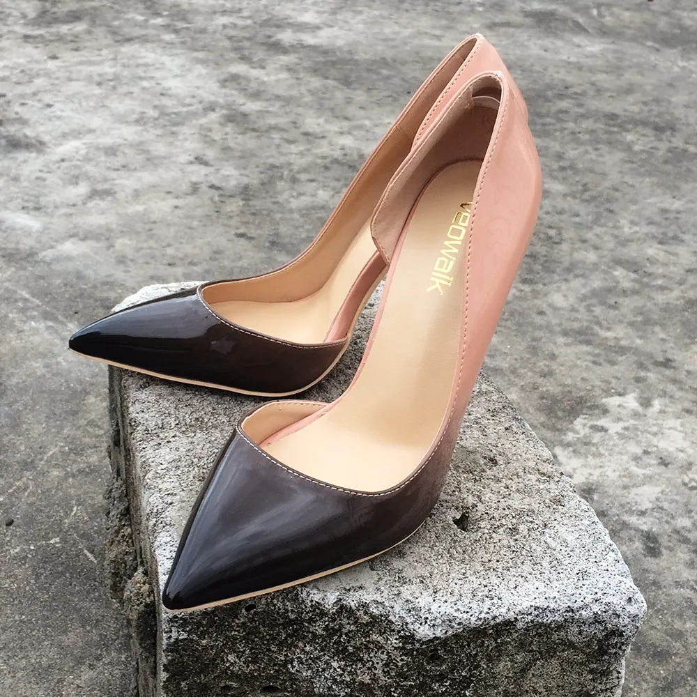 Veowalk Brand Gradient Colors Women Fashion D'Orsay High Heels Elegant Ladies Pointed Toe Evening Dress Stilettos Pumps Shoes
