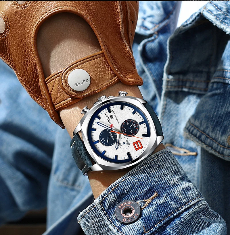 Curren Мужские часы Роскошные брендовые водонепроницаемые наручные часы с хронографом мужские спортивные кожаные военные часы мужские Relogio Masculino
