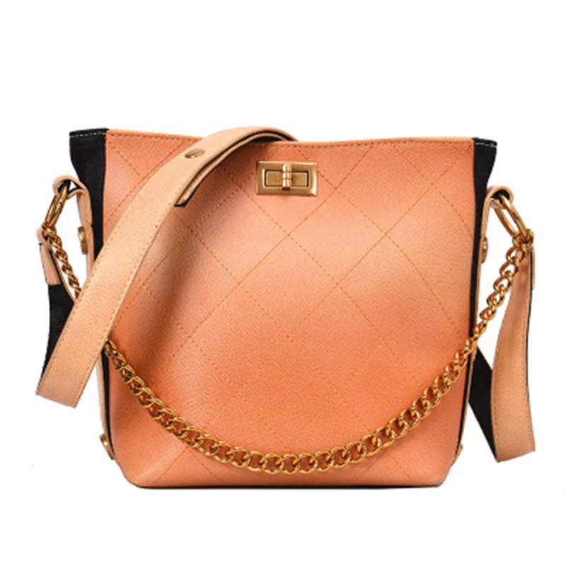 

Female bag 2019 explosion trend fashion lock buckle texture bucket bucket bag wild casual portable elegant simple handbag