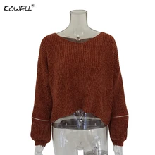 Flat Knitted V Neck Drop Shoulder Plain Women Sweaters And Pullovers Long Sleeve Autumn Loose Cuff Zipper Knit Sweater Women Flat Knitted V Neck Drop Shoulder Plain Women Sweaters And Pullovers Long Sleeve Autumn Loose Cuff Zipper Knit Sweater Women