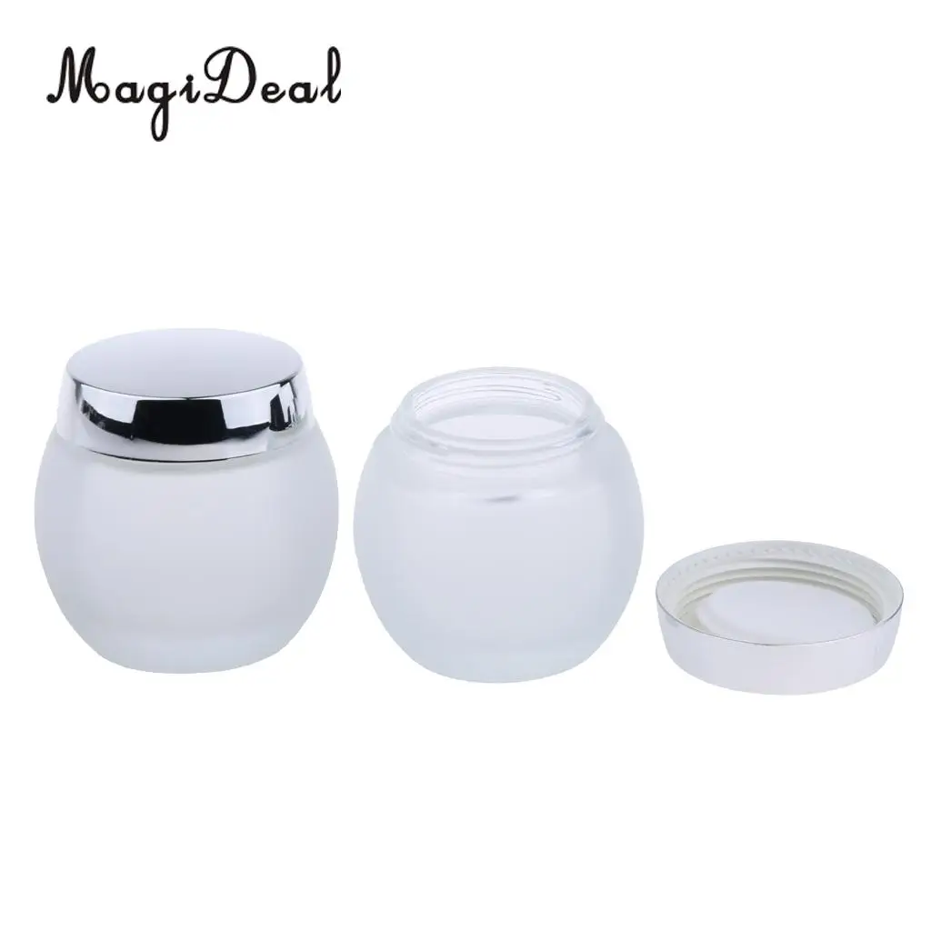 2 x 120g Frosted Glass Mask Jar Cream Containers Cosmetic Empty Can Sample Bottle - Refillable/Reusable