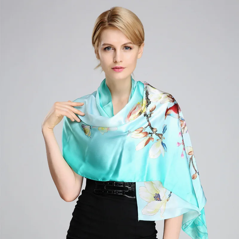 DANKEYISI брендовая бандана женский шелковый шарф шаль Женский натуральный чистый шелковый шарф длинный напечатанный Дамский роскошный головной хиджаб - Цвет: 5006
