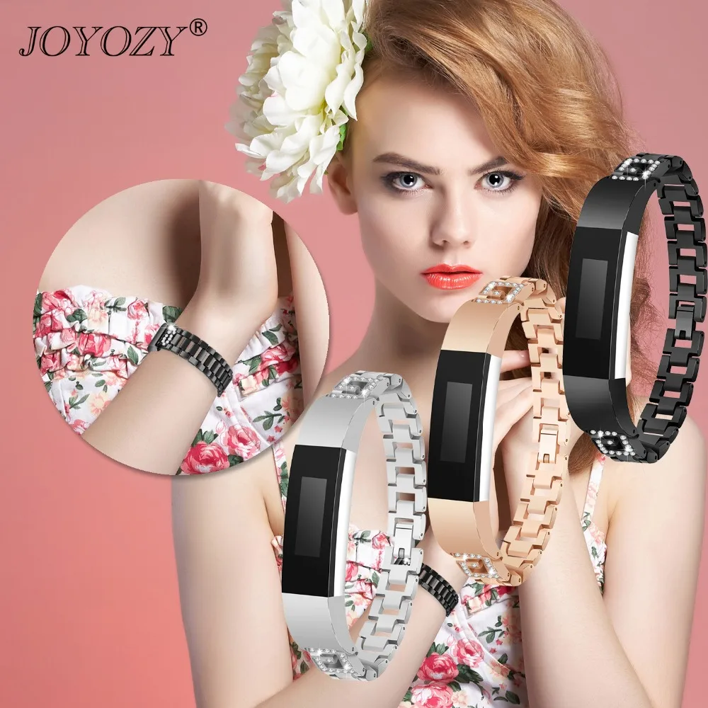 

Joyozy High Quality Rhinestone Stainless Steel Wrist Watch Bracelet Suit For Fitbit Alta G Bracelet Clasp Watches Accessories