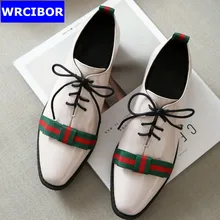 Women Patent leather Flat Oxford Shoes Woman flats 2017 Fashion bowknot British style pointed toe Brogue Oxfords women shoes