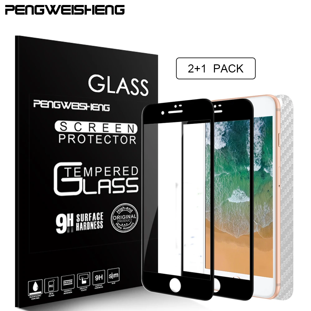 2+1pack Full Cover Screen Protector For iPhone 8 7 Plus 3D Tempered