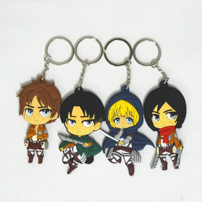 

4pcs/lot Animation Attack Giant Soft Glue Key Chain Will Soldier Commander Alan Sanliamin Small Pendant Toy Gift