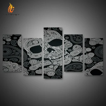 

Artryst HD Print Abstract Art Skull Paintings and Posters Art Walls Home Decorations 5piece Canvas Paintings on the Wall AR027