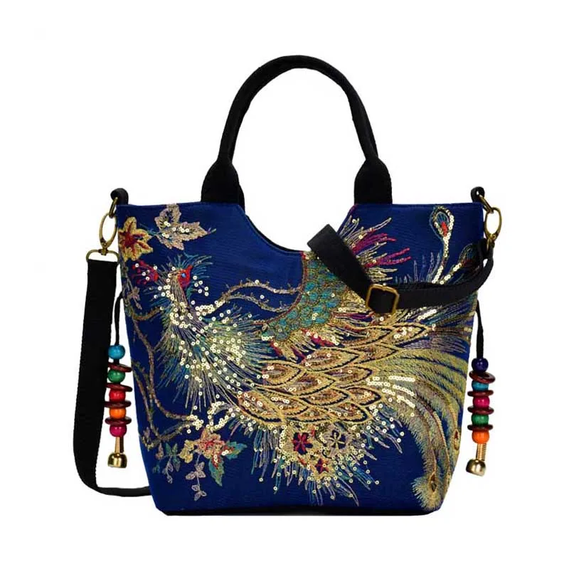 Women Vintage Shoulder Bags Peacock Embroidery Female Handbag Lady Messenger Bag Sequins Top-Handle Tote Crossbody SS7037 (8)