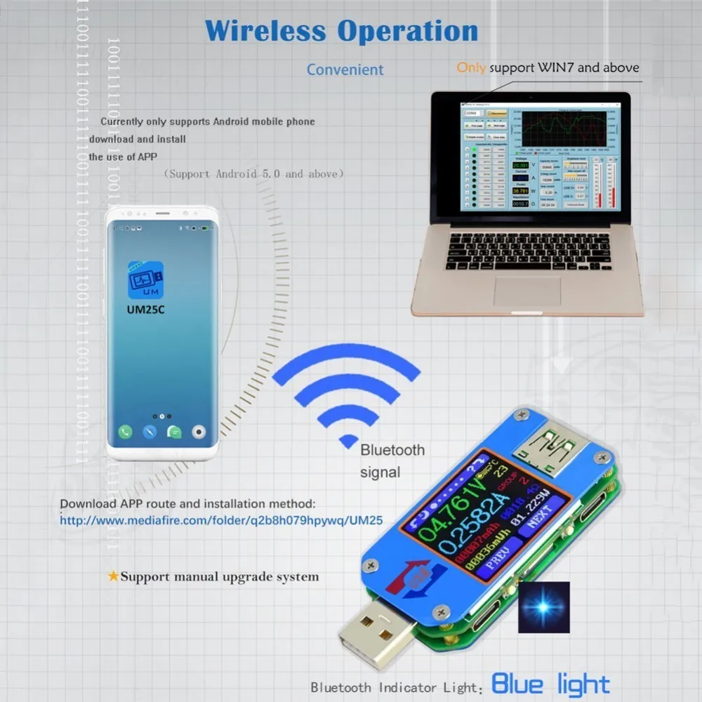 Цветной ЖК тестер UM25C/UM25 USB 2 0 Type C измеритель напряжения тока Вольтметр Амперметр