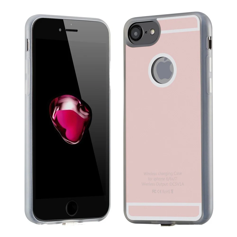 Tongdaytech Qi Беспроводное зарядное устройство чехол приемник для iPhone 7 6 6s Plus Беспроводная зарядка чехол для Iphone 5 5S - Цвет: Rose Gold