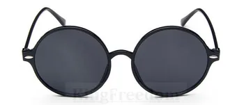 

80's Vintage Round 55mm Sunglass Black Eyeglass Frame Grey Shades Glasses 15915