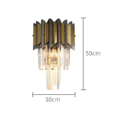 New black wall lamp stainless steel crystal wall decoration LED lamp for living room - Цвет абажура: W300xH500mm