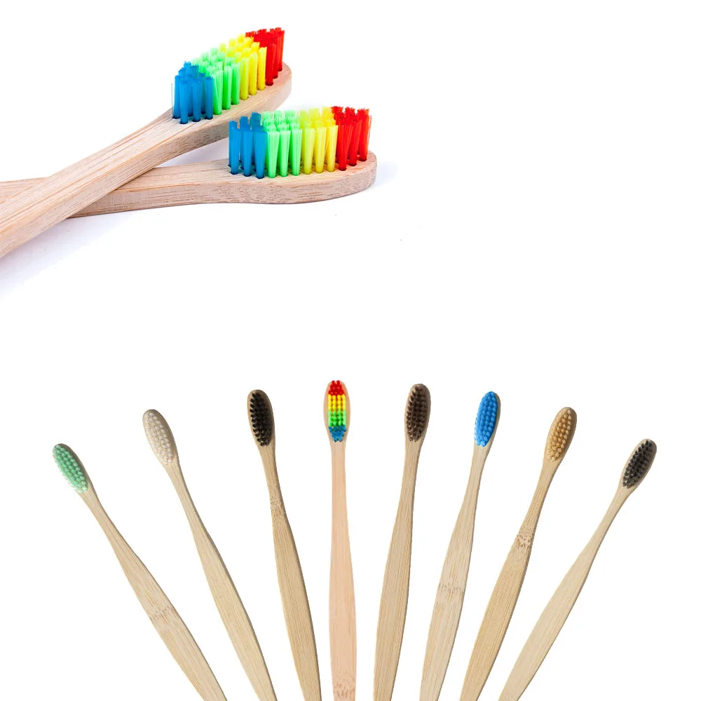 

1pc Rainbow Toothbrushes Natural Bamboo Toothbrush Oral Hygiene Colorful Teeth Brushes Cheap Soft Bristle Head Toothbrush