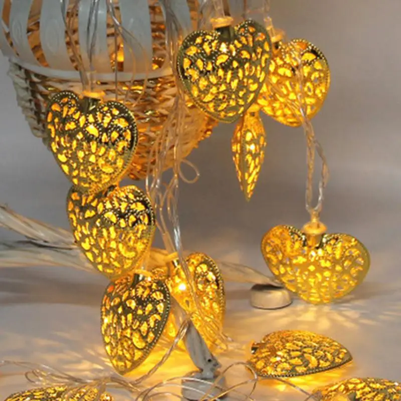 

SOLLED LED Golden Heart-shaped 20LEDs Light Bulb Hollow Out 2.5 Meter String Light
