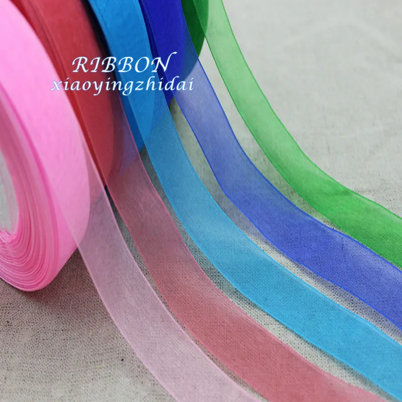 Free postage 2.5cm wide transparent gauze wedding decoration ribbon 45 meters roll | Дом и сад