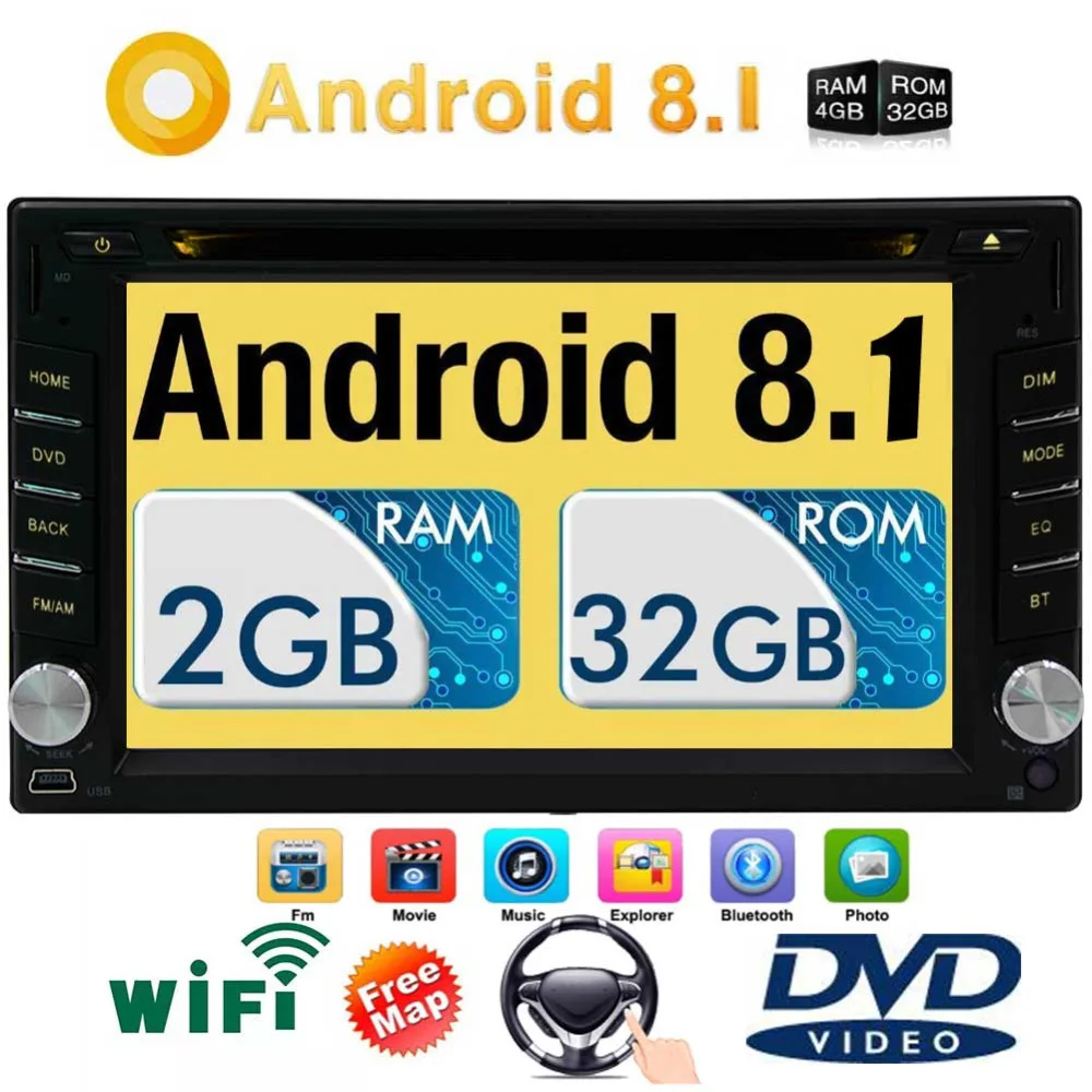 

Android 8.1 Car Stereo Receiver DVD Player With Bluetooth - Free Wireless Rearview Camera - Touchscreen Display With Wi-Fi Web