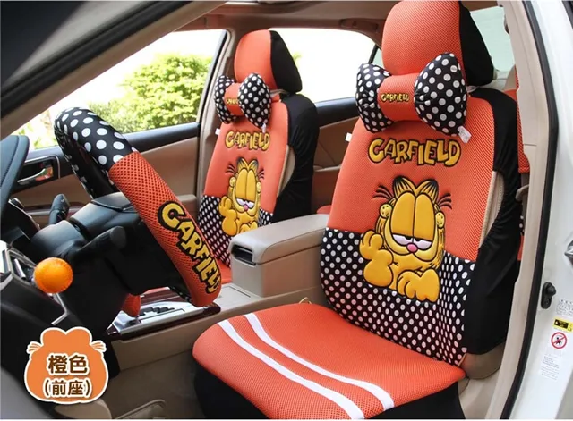 Universal Garfield cartoon car front and back seat covers orange ... Universal Garfield cartoon car front and back seat covers orange ...