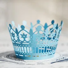 ; синяя юбка-пачка с кружевом в виде короны свадебное украшение для кексиков бумага мини-кексов чашки торт День рождения, детский душ для выпечки чашки обертка