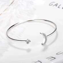 Звезда Луна Серебряный браслет браслеты для женщин девочек AAAAA циркониевые украшения подарок Pulseira Feminina SL109