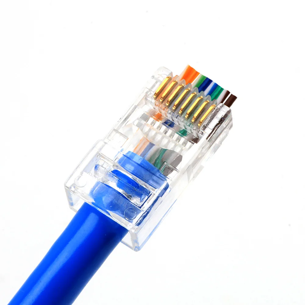 RJ45 Connector 6U Gold Plated Ethernet Cables Module Plug 20/50/100pcs