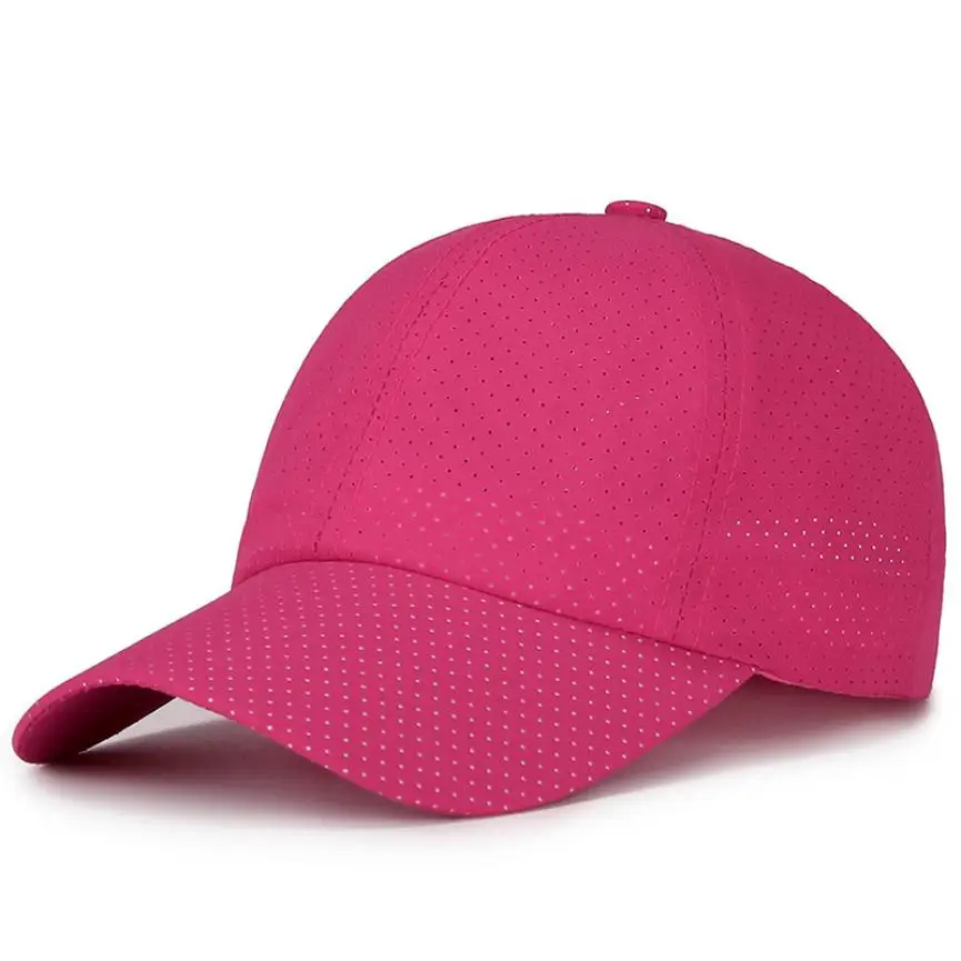 Новое поступление мужские женские спортивные теннисные кепки для улицы простые Регулируемые дышащие одноцветные шапки - Цвет: Hot Pink