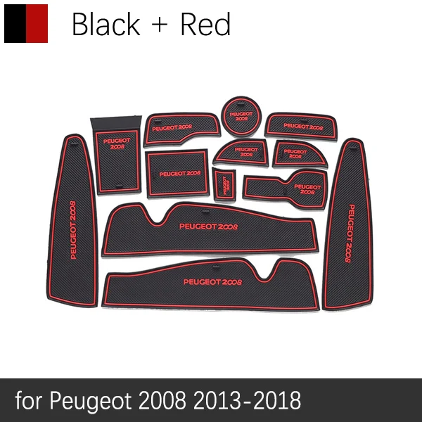 Anti-Slip Rubber Gate Slot Cup Mat for Peugeot 2008 3008 MK1 4008 5008 MK2 5008GT GT Accessories Stickers - Название цвета: Red 2008 13-18