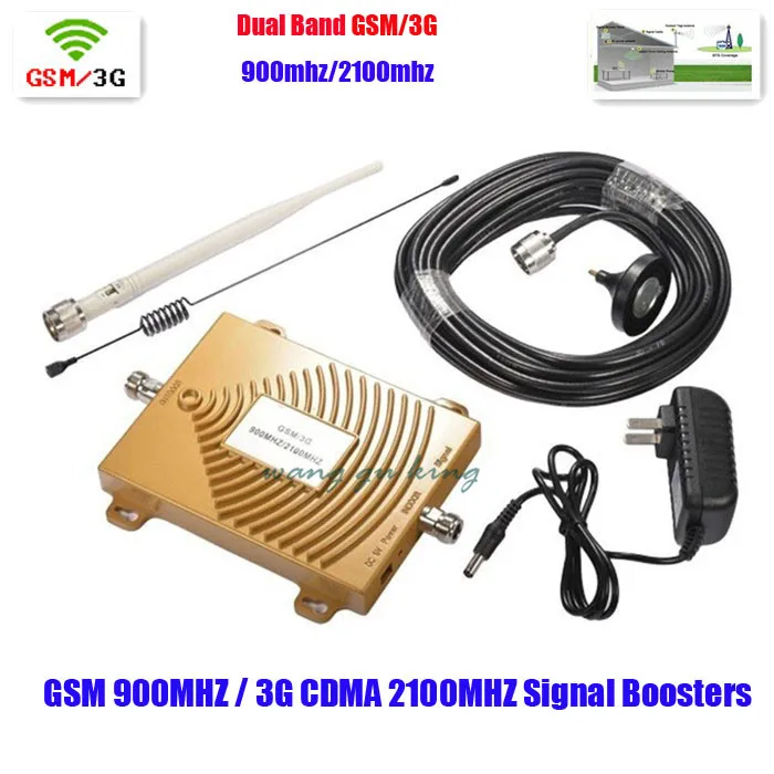 ثنائي الموجات 65dbi GSM/3G WCDMA 900/2100 MHZ واحدة ميناء مصباح ليد ALC المحمول الهاتف مكبر صوت أحادي مكرر ، إشارة الداعم 1 مجموعة
