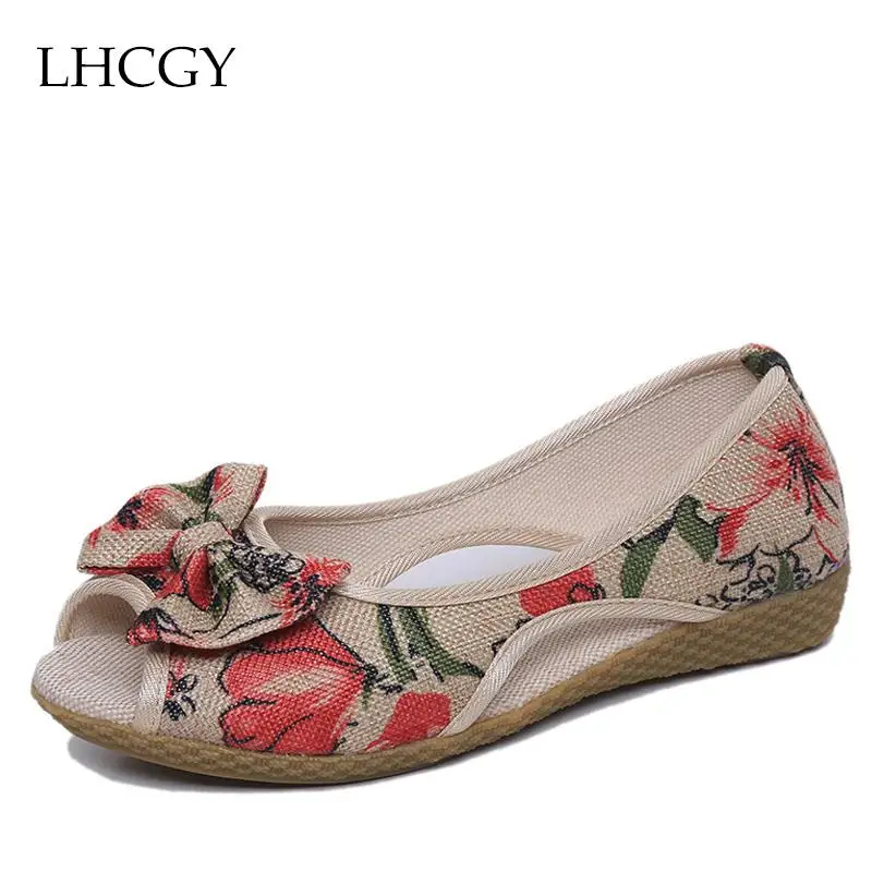 Aliexpress.com : Buy Spring Autumn Woman Sandals Floral Print Peep Toe Women Flats Flower Slip 