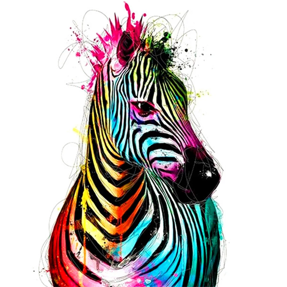 

LI LOYE 5D Picture Of Rhinestones Diamond Embroidery Colorful zebra DIY Diamond Painting Diamond Mosaic Resin round figure RT733