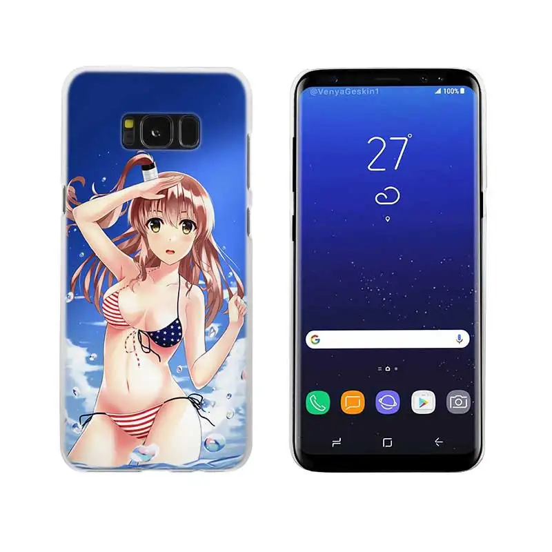 Сексуальный аниме kawaii Girl Прозрачный Note 10 9 pro Жесткий чехол для samsung Galaxy S4 S5 S6 S7 S8 S9 Plus Edge Mini s10 lite - Цвет: 08