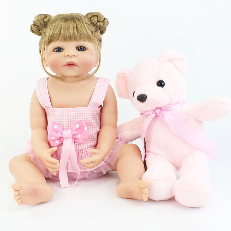 

55cm Full Vinyl Silicone Reborn Baby Doll Toy For Gilr Princess Toddler Kid Growth Partner Bonecas Alive Bebe Gift Classic Toy