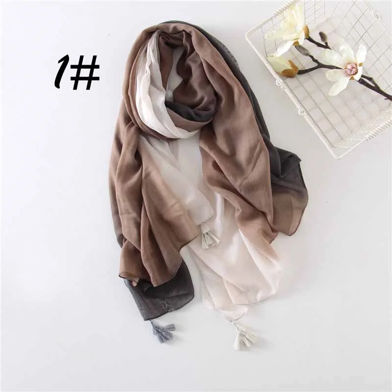 

Plain Gradient Womens Scarves Soft Cotton Ladies Scarf Fashion Design Stripes Spring and Autumn Wrap for Women dy-J99