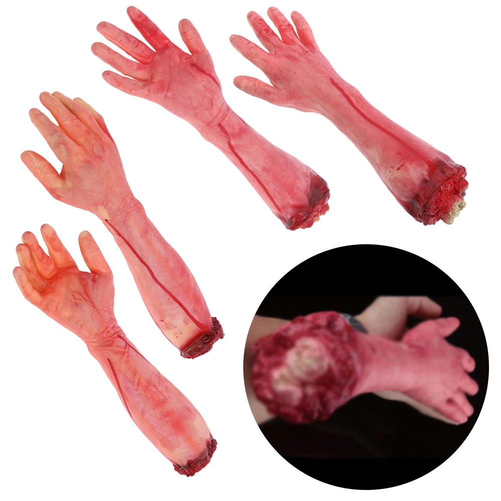 

1pc Bloody Scary Halloween Fake Hand Severed Arm Scary Props Decor Halloween Party Funny Utensil Festival Supplies Horror Party
