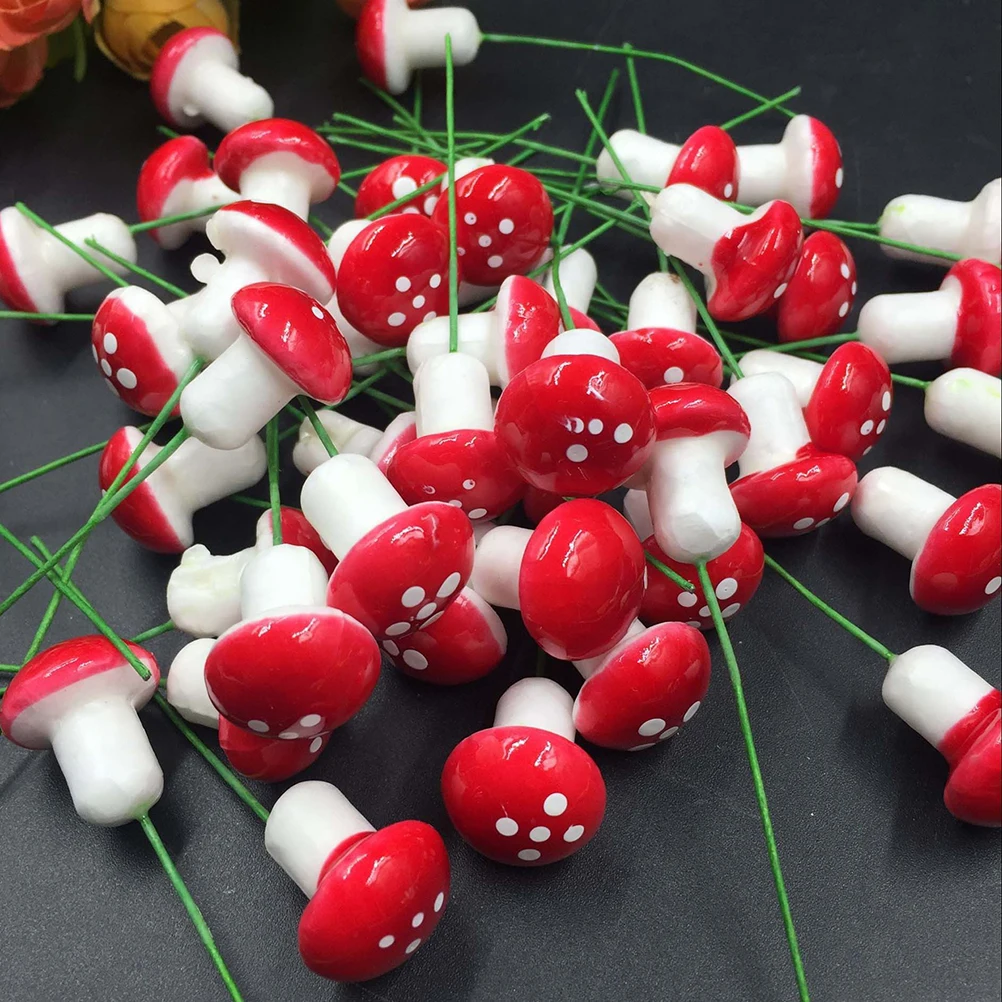 

2cm 10Pcs/setArtificial Mini Mushroom Miniatures Fairy Garden Moss Terrarium Resin Crafts Decorations Stakes Craft For Home