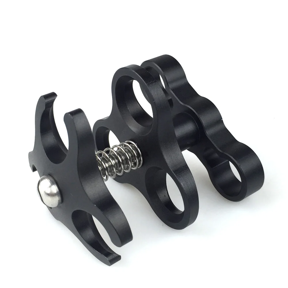 1 Inch Ball Arm Clamp 3 Hole Camera Waterproof Case Tray Ball Joint Arm System Combination Clamp Diving Flashlight Holder