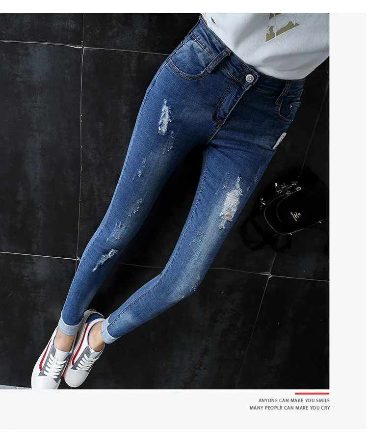 JFUNCY весенние Стрейчевые Узкие повседневные джинсы, женские обтягивающие джинсы, женские узкие брюки, женские брюки длиной до щиколотки - Цвет: DEEP BLUE