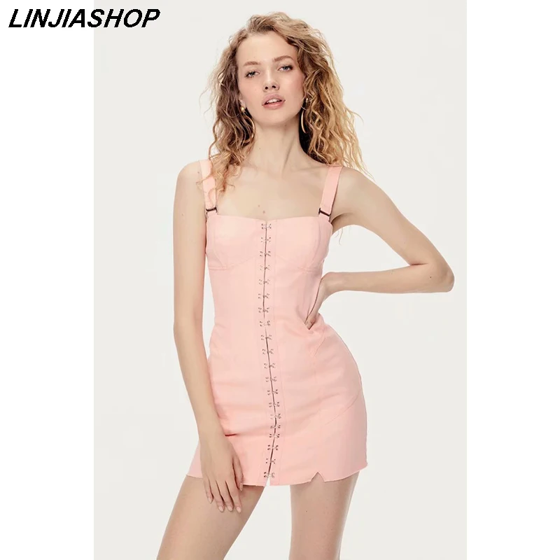 

Elegant vintage slash neck pink short dress women A line high waist zipper slim waist summer mini dress new arrivals 2019 festa
