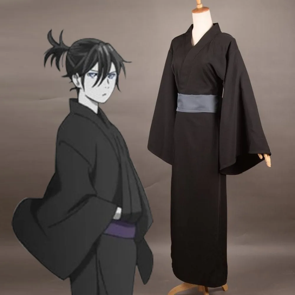 Anime Noragami Costume Yato God of Depravity Ver. Black Japanese Kimono