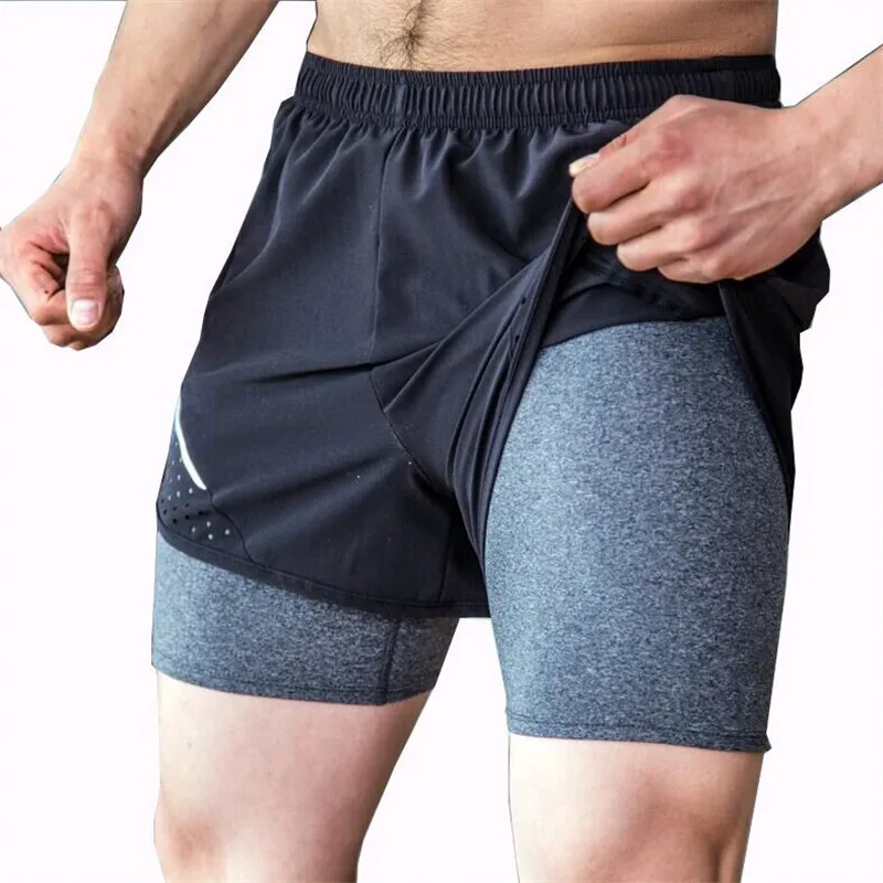

CKAHSBI Men's 2 In 1 Running Shorts Men Sports Shorts Quick Dry Training Exercise Joggers Gym Women Short Liner Fitness Clothing
