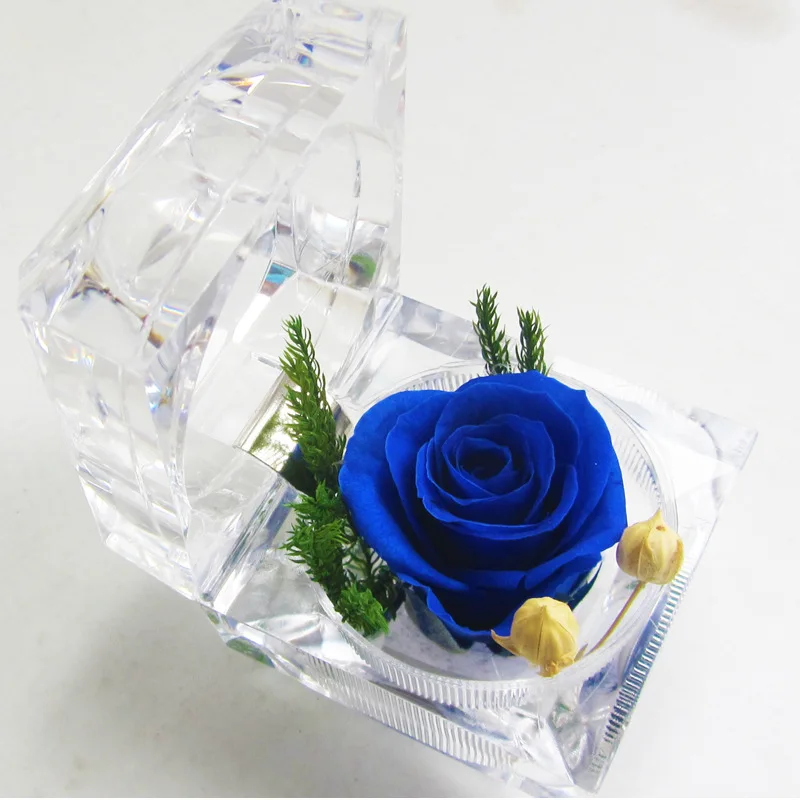 1 шт. натуральные сухоцветы кольцо коробка многоцветный роза с акриловой вазой консервированный цветок свадебный подарок украшение дома