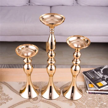 

1 set Table Centerpiece Gold Candle Holders Flower Vase Candlestick Wedding Decoration Flower Rack Road Lead Home Decoration
