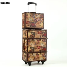 Travel tale 2" 22" 2" дюймов ретро-колесо тележки обувь для мужчин и женщин, масштабных дорожных чемоданов, bavul ПУ Сумки на колёсиках